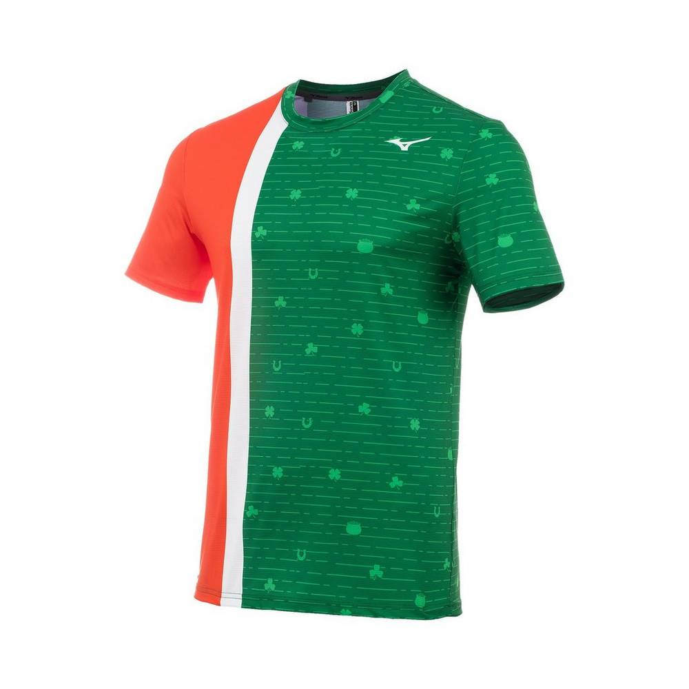 Panske Tričko Mizuno Printable Short Sleeve Bezecke Zelene Vypredaj MBQL36189